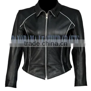 Ladies Motorcycle Leather Jacket/women BIKER MOTORCYCLE LEATHER JACKET thumbnail-1