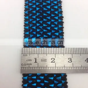Sewing Craft Clothing Triangle Applique Blue Gold Lurex Elastic Stretch Lace Trim thumbnail-1