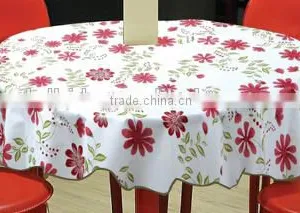Round Flower Printed Vinyl Table Cloth With Flannel Backing,water Proof Tablecloth thumbnail-2