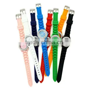 New Blue Geneva Crystal Jelly Gel Silicon Teenagers Girls Women's Wrist Watches thumbnail-6