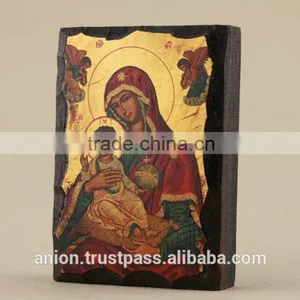 Greek & Russian Orthodox Wooden Icon. Jerusalem Mother of God thumbnail-1