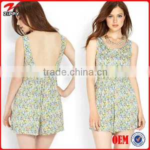 Women Floral Print Sleeveless Woven Rompers Womens Rompers thumbnail-1