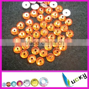 Hot Sale High Quality 5mm 1440pcs Orange Colour Sew on Middle Hole Rhinestone Crystal Hot Sell Very Shine thumbnail-1