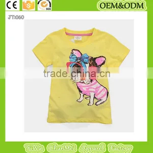 Hot Seller Kids Clothing Custom Kids Plain Yellow Neck t Shirt Dog T-shirt thumbnail-1