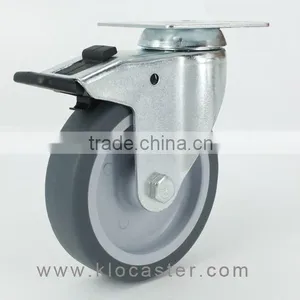 4" TPR Caster With Plate, 100mm TPR Light Duty Caster With Brake thumbnail-1
