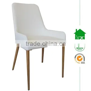Modern White Leather Metal Frame Dining Chairs for Dining Room Furniture thumbnail-1