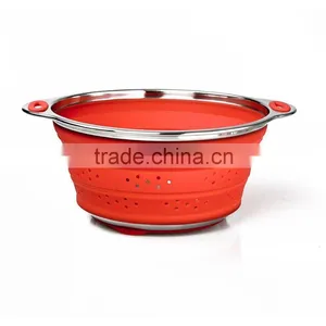 High Quality Food Grade Fruits and Vegetables Silicone Collapsible Colander thumbnail-4