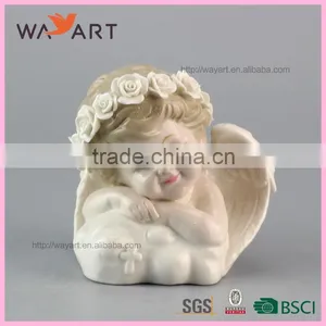 Hand-painted White Porcelain Angel Cherub thumbnail-1