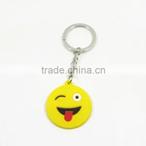 Wholesale Promotional Key Chain Funny Cute Face Shaped Custom PVC Key Ring thumbnail-1