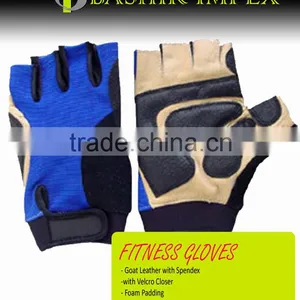 BLUE BODYBUILDING FITNESS GLOVES, WORKOUT GLOVES, LEATHER GLOVES thumbnail-1
