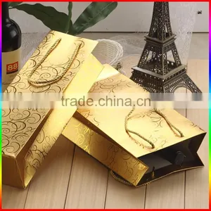 Wine Gold Paper Bag, Gold Paper Wine Bag thumbnail-3