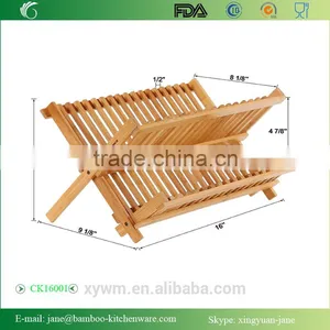 Bamboo Folding Dish Rack Dish Drying Rack Holder Utensil Drainer thumbnail-3