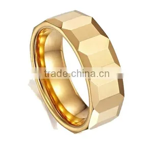Gold-plated Tungsten Carbide Ring, 2014 Wholesale Faceted Tungsten Ring , Direct Factory Fashion Accessories for Men thumbnail-1