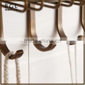 Simpe-style Brass Antique Bronze Plating With Hook Wall Mounted Bathroom Accessories Double Corner Basket thumbnail-3