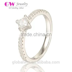 S925 Silver Fashion Jewelry Pave Clear Cz Lucky Stone Finger Rings thumbnail-1