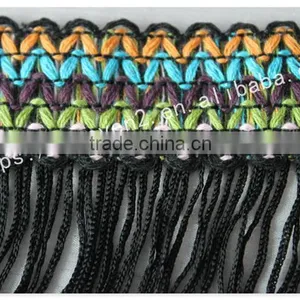 Hot Selling 6.5cm Width Polyester Ethnic Chainette Fringe for Garment/bags thumbnail-5