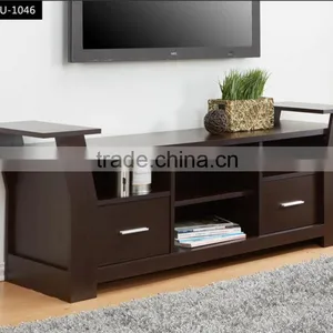 Brown Finish Custom Design Thickness MDF LCD tv Cabinet With Showcase thumbnail-1
