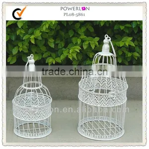 Vintage White Round Metal Big Bird Cage thumbnail-1