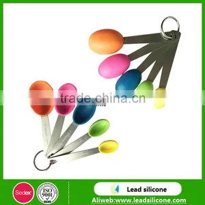 Five Different Size Kitchenware Silicone Spoon, Tableware Silicone Measuring Spoon thumbnail-1