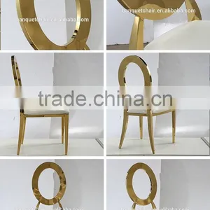 Fashion Stainless Steel O Back Dining Chair With PU Leather thumbnail-3