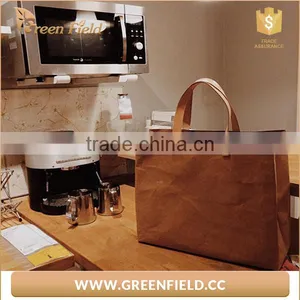 Fashion Design Washable Kraft Paper Reusable Tote Bag Shopping Bag thumbnail-1