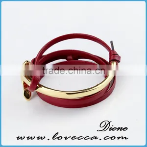 Fashion Jewelry Wholesale Leather Steel Anchor Hook Bracelet Men ,Custom Jewelry Leather Nautical Bracelet thumbnail-2