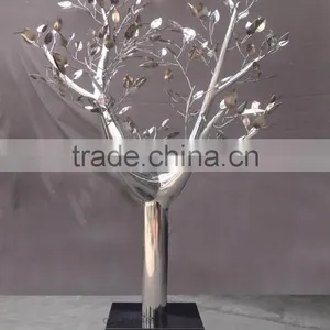 Nickle Plated Shiny Tree Metal Sculpture thumbnail-1