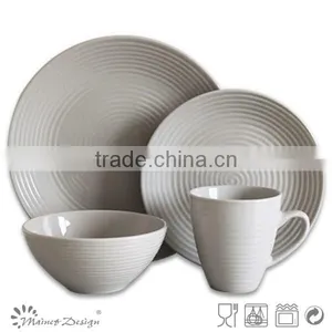 Embossed Dinnerware 16pcs Stoneceramic White Embossed Dinnerware Set Ceramic Embossed Dinnerware thumbnail-3