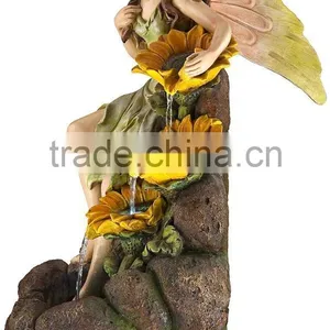 Garden Fairy With Sunflowers Handmade Fairy Garden Water Fountain thumbnail-4