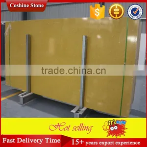 Polished Composite Countertop Yellow Quartz Stone Slab thumbnail-1