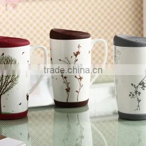Ceramic Coffee Mug With Silicone Lid,Travel Mug thumbnail-1