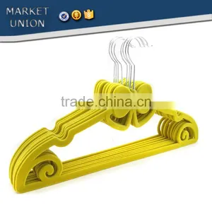 ABS Plastic Antiskid Velvet Hangers Flocking Clothes Hangers With Pulley,ABS,Nylon Villi,Chrome Plated Hook thumbnail-1