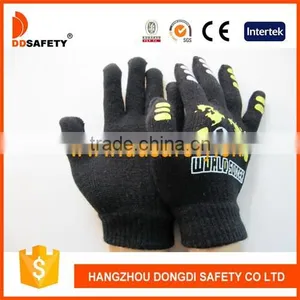 DDSAFETY Black Velvet Glove With Yellow Rubber Coated Daily Gloves thumbnail-1