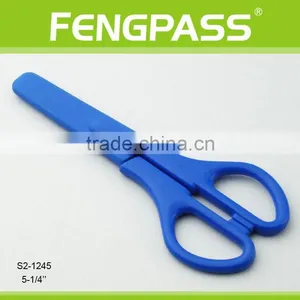 S2-1245 5-1/4" 2CR13 Stainless Steel PP Plastic Handle Paper Cutting Stationery Scissors With Plastic Cap thumbnail-1