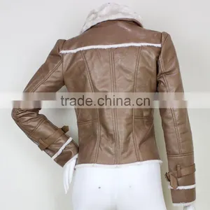 Latest Design Softshell Pu Leather Woman Winter Jacket thumbnail-5