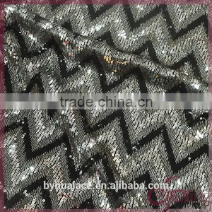 New Arrival V-shape Design Wholesale Cheap Sequin Lace Fabric for Party Dress thumbnail-4