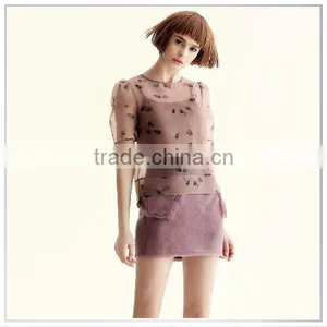 2015 Top Quality Digital Printed 100% Silk Chiffon Organza For Summer See Through Dress Blouses Fashion Design Customizablet thumbnail-1