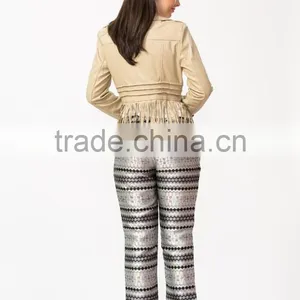 Wholesale New Fashion Fringing Hem Leather Lady Jacket thumbnail-4