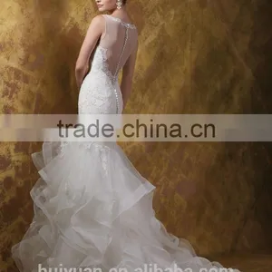 Hot Sexy off Shoulder Mermaid Lace Wedding Dresses High Neck thumbnail-2