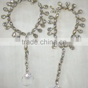 GOLD Tone Tcrystal Beads PAYAL Anklets Toe Ring Barefoot Sandal thumbnail-3