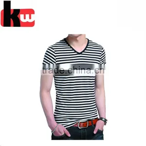 OEM Shirts 100% Cotton Men's Yard-dyed V-neck T-Shirt thumbnail-6