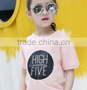 Fashion Custom High Five Word Printed Kids Round Neck Short Sleeve T Shirt OEM Service thumbnail-1