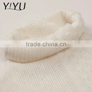 European Casual Style Women Soft White Rollneck Cashmere Knit Sweater thumbnail-5