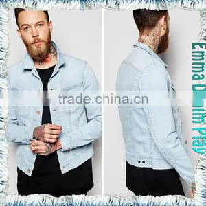 EMMA PRIVATE CUSTOMIZED MADE Vogue Mens White Blue Regular Fitted Denim Jackets thumbnail-1