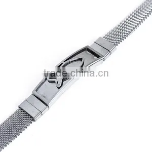 304 Stainless Steel Bracelets Silver Tone Rectangle Fish Curve 21.5cm Long thumbnail-2