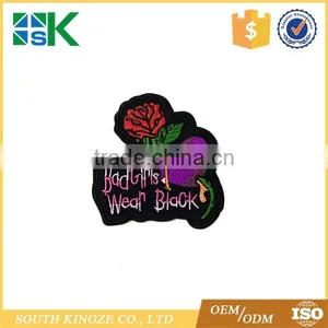 Cartoon Clothes Patch Computer Embroidery Iron on Sew on Rose Appliques Bad Girl Wear Black thumbnail-2