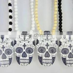 Fashion Skull Design Custom Wood Necklace Acrylic Necklace thumbnail-2