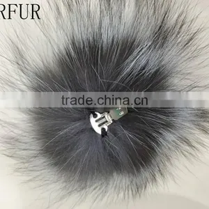 YR1042 Real Silver Fox Fur Pom Pom for Shoes Decorations thumbnail-1