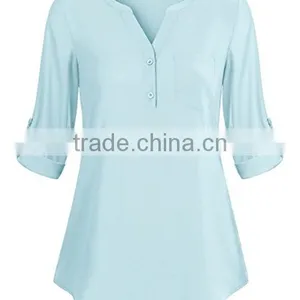 Brand Design Low Price Ladies Light Blue Blouses thumbnail-2