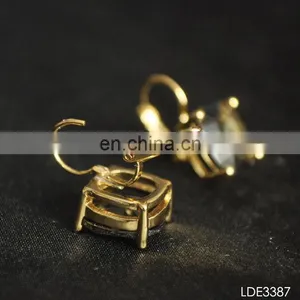 Square Beryl Gold Plated Earrings Finding Clip thumbnail-3